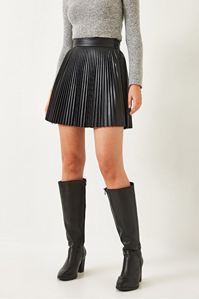 Hiccup LUCCI Faux Leather Pleated Mini Skirt