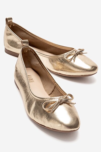 LuviShoes 01 Gold Skin Genuine Leather Women's Ballerina Shoes