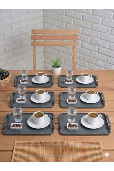 HızlıTrend 6'lı Akrilik Kahve Sunum Tepsisi 25x17cm