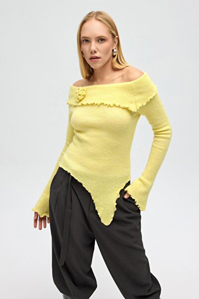 Hiccup Pulover tricotat slim fit MAI STUDIOS cu guler tip off-shoulder