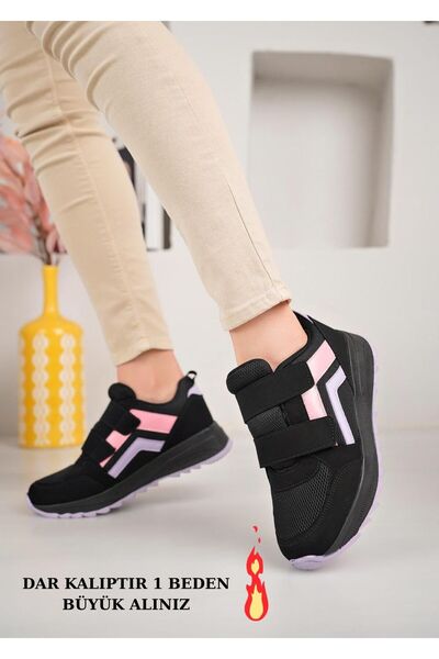 McDark Women's Black Purple Velcro Sneaker Shoes