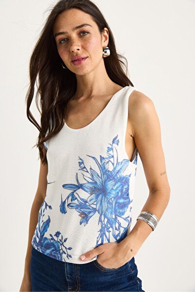 Hiccup Knitted summer blouse with Printed , thick model, Bianco Lucci