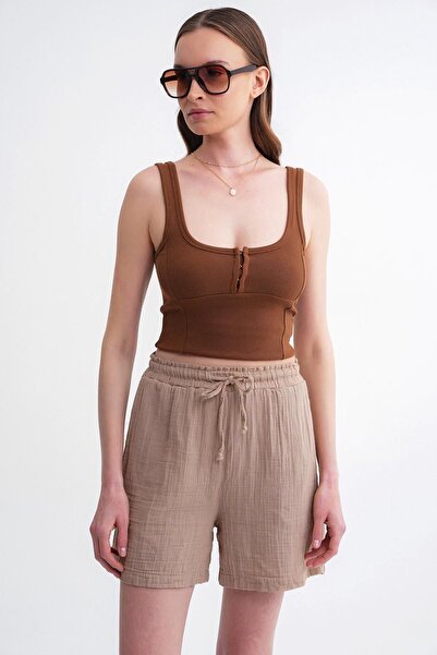 Hiccup Mixray high-waisted textured cotton shorts