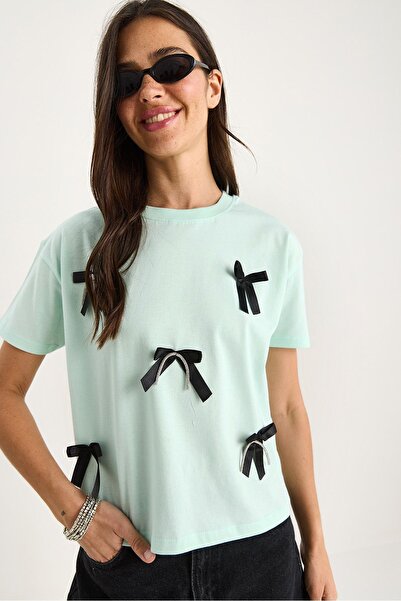 Hiccup LUCCI T-shirt with satin ribbon and stone details