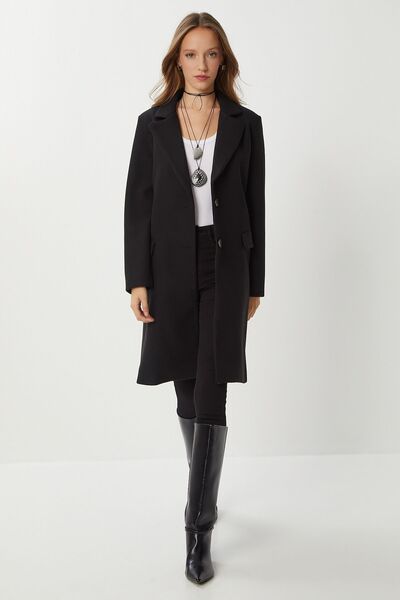 Hiccup Long textured coat with Double-Breasted wonderful ISTANBUL