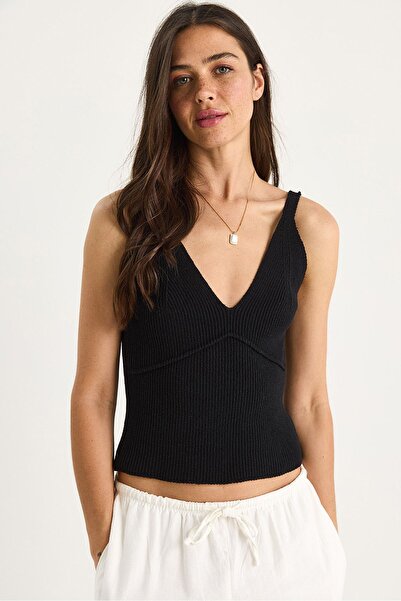 Hiccup Bianco Lucci V-neck short blouse with thin straps