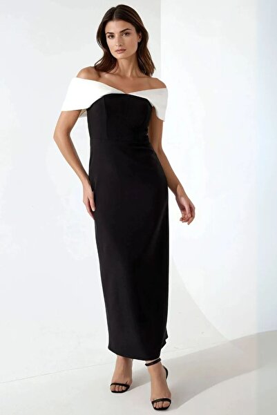 Hiccup Rochie maxi color block cu guler cu inimă