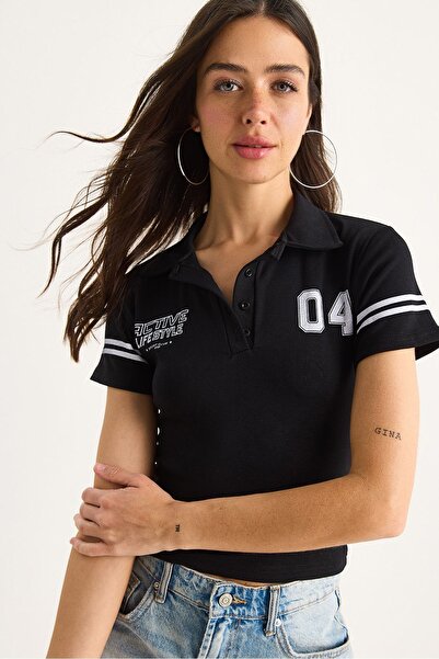 Hiccup Bianco Lucci short-sleeved printed polo collar T-shirt