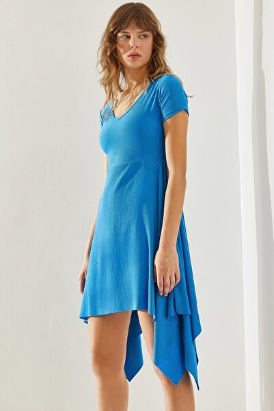 Hiccup Bianco Lucci dress with asymmetric cut and V-neckline