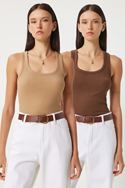 Hiccup ISTANBUL Set of 2 Cotton Tops with U-Neck and Slim Fit