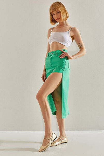 Hiccup LUCCI high-waisted denim midi skirt with slits