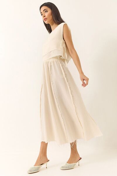 Hiccup LUCCI textured muslin blouse and skirt two-piece set