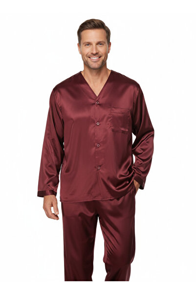 Oppland Ανδρικό Σετ Πιτζάμες από Σατέν Ύφασμα Πολυτελές Μοντέλο με Τσέπες Άνε...