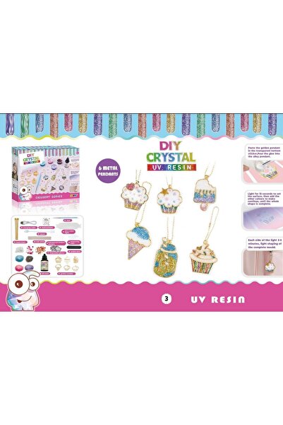trendyhome Set creativ DIY cu 6 pandantive metalice, rasina UV, culori si scl...