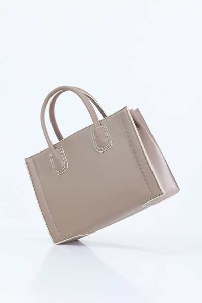 D'VERS Women's Cream Hard Tote Hand and Shoulder Bag