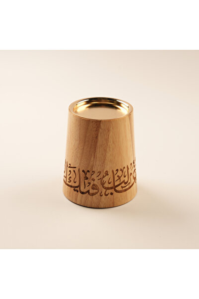 homez Wooden Candle Holder Ramas Collection, Beige 10.5*10.5*10.5Cm