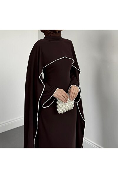 noyacollection Pelerinli İnci Detaylı Tesettür Abiye