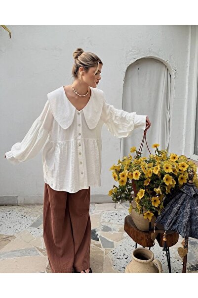 Que Prenses yaka şifon gömlek