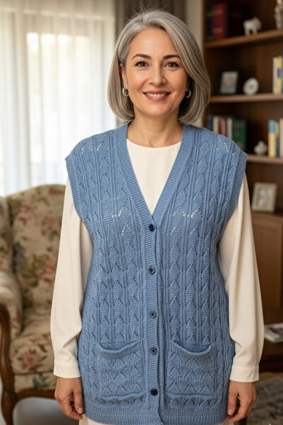 AYMELEK Women's Knitwear Winter Buttoned Mother's Vest