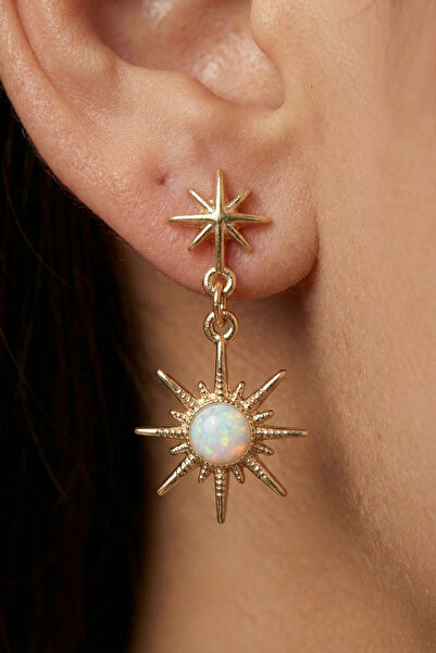 AURRARİ Gold Detailed Dangle North Star Earrings