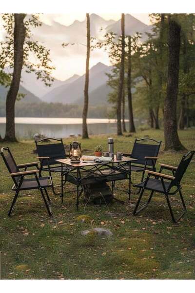 Taimi 5-Piece Camping Set:Folding Table with Carrying Bag (95x55x80cm) + 4 Fo...