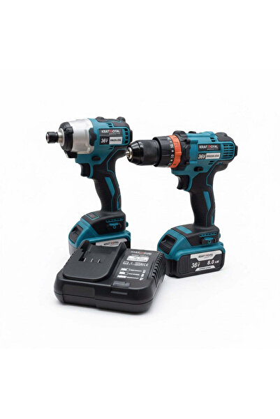 Other Drill and Impact Screwdriver Set, 48V, 8Ah, Cordless, 2 Batteries, Tran...