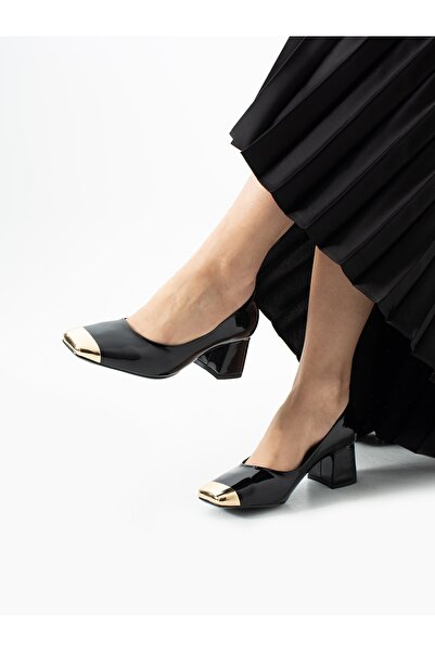 ALEMDAR AYAKKABI Amore Black Patent Leather Heeled Women's Shoes