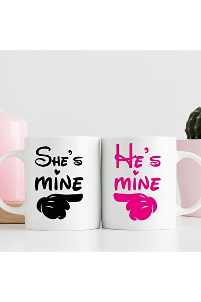kubdekor She's Mine & He's Mine Couple Single-Sided Printed Double Mug Gift f...