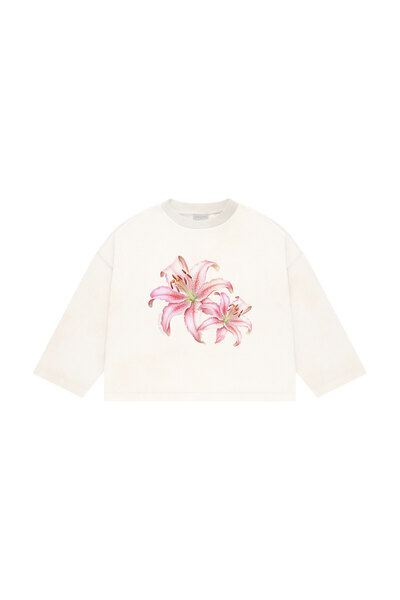 lethestudios Lilies Printed Long Sleeve Basic T-Shirt