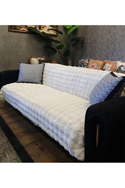 EMPAX Plush Sofa Cover Shawl Fluffy Bubble Cream Multi-Purpose Sofa Cover 170...
