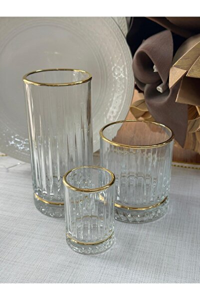 MD MİMOZA DEKOR Elysia Gold 18 Parça 6 Kişilik Su Takımı