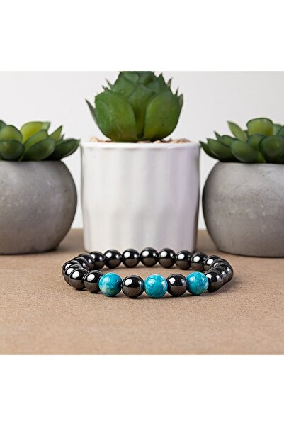 Ezera Ανδρικό βραχιόλι Divit από αιματίτη και πέτρα Jasper Rain, χάντρες 8mm