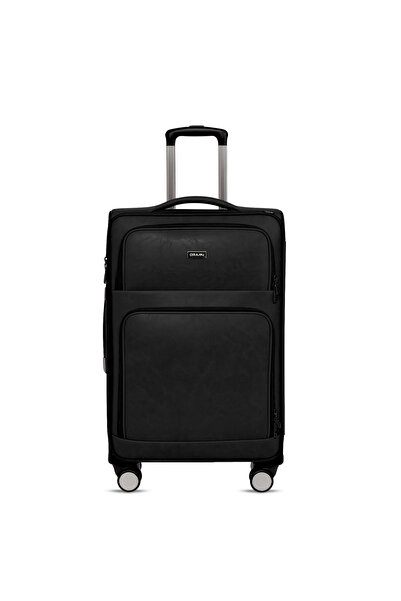 ORAMI 26" PU Leather Anti Theft Expandable Luggage Trolley Bag Black