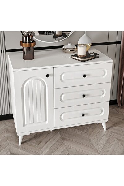 GuneyStore Roma Komple MDF Beyaz Şifonyer - Ücretsiz Montaj