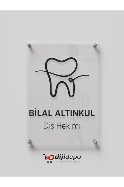 dijidepo Firmaya Özel Diş Hekimi Kapı Tabelası - Şeffaf Pleksi UV Baskılı Diş...