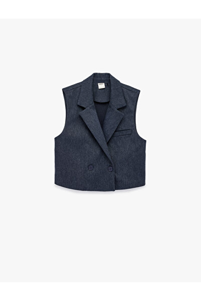 Koton Vestă crop fără mâneci, cu guler dublu și buzunare cu nasturi