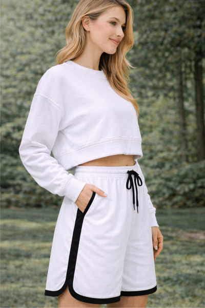 Relax family xf Women's Sports Shorts High Waist Side Cappa Fabric Stripes Co...