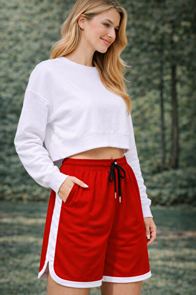 Relax family xf Women's Sports Shorts High Waist Side Cappa Fabric Stripes Co...