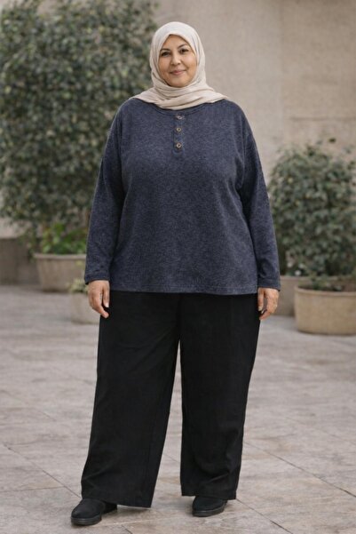 CNG MODA Plus Size Soft Winter Mom Blouse