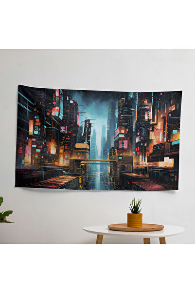 PaintedAnarchy Futuristic Urban Graffiti Cityscape Wall Covering - Vibrant Co...