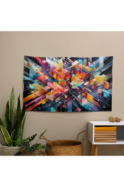 PaintedAnarchy Abstract Graffiti Explosion Wall Art - Sublimation Printed Vibrant Ranforce Fabric Wall Covering