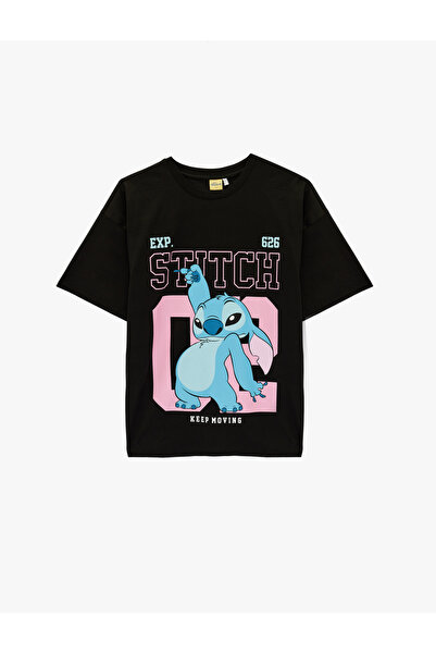 Koton Stitch Lisanslı Kısa Kollu Bisiklet Yaka Oversize Baskılı Tişört