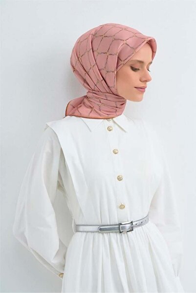 Armine Eșarfă Sura Saf İpek 9538 - 32 Model cu lanț roz moale