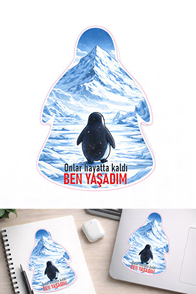 Parti Tasarla Onlar Hayatta Kaldı Ben Yaşadım Penguen Etiketi 2 Adet - Motiva...