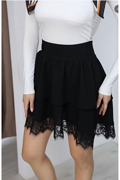 FEMİNEER.com Women's Lace Detailed Flounce Skirt