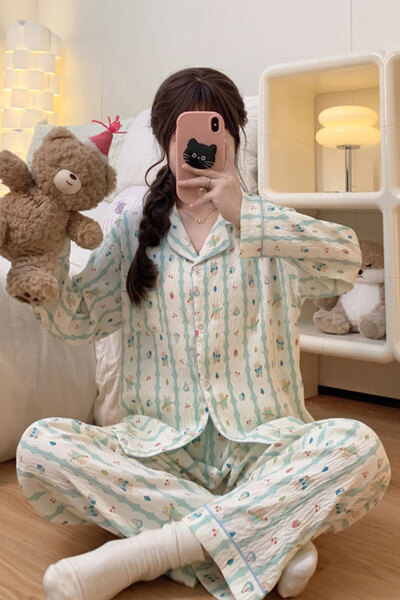 dorbe women's floral cotton sleep nightwear pajama set