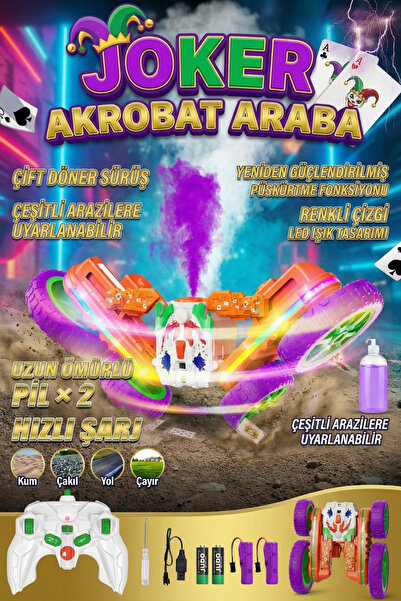 craftivio Uzaktan Kumandalı Işıklı Akrobat Araba 360 Derece Takla Atan Duman ...