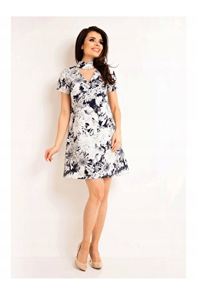 Awama Sukienka A171 - Flowers Navy - S