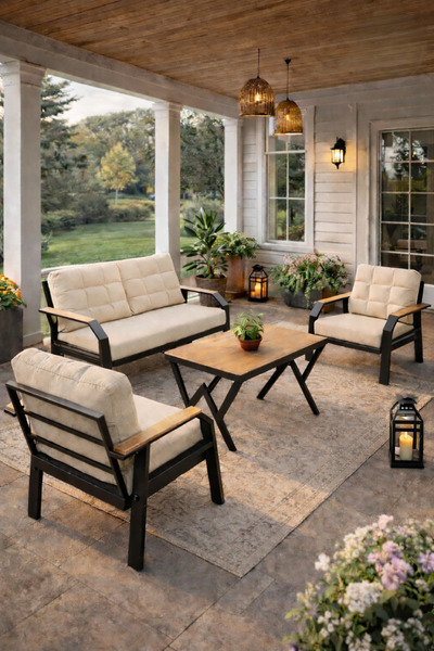 Ard & Garden Kavacık 2+1+1 Masalı Gri Bahçe Oturma Takımı Balkon, Teras, Vera...