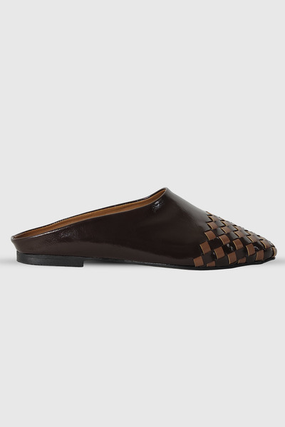 Modezya شبشب نسائي من هيلينا كاوف باللون البني غير اللامع ذو مقدمة مربعة